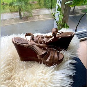 Frye wedge sandals. Size 8 1/2. Genuine leather